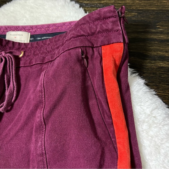 Anthropologie The Essential Slim Burgundy Red Stripe Chino Pants Size 4 - Picture 4 of 10